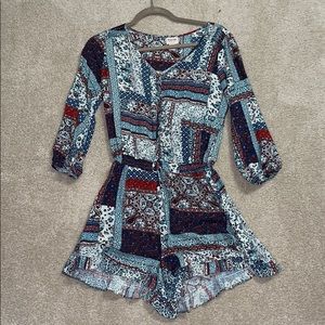 Patchwork printed romper